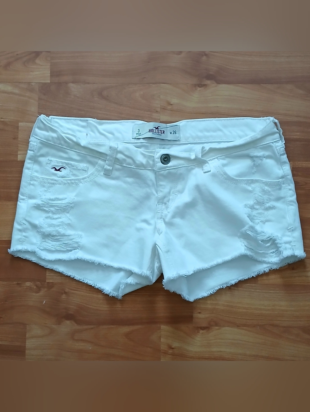 Hollister Distressed Denim Shorts Womens 3 Cutoff Frayed Hem Low Rise